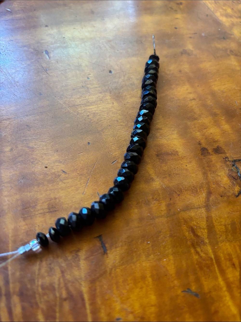 Faceted Black Onyx Rondelle Bead Strand